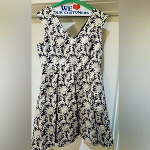 Elegant Navy, Cream and Gold Ccoktail Dress